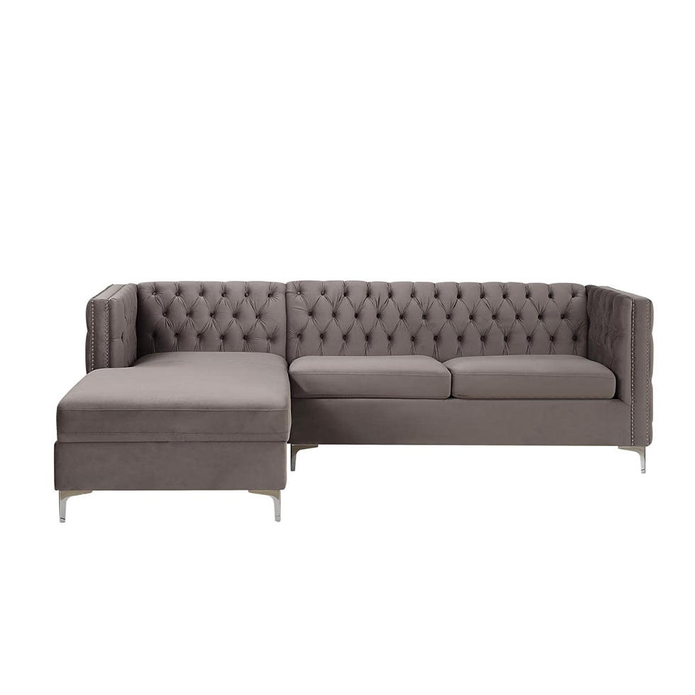 M082 Sullivan Sectional Sofa Gray Velvet Chaise Gray