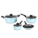 H2320 Mainstays 7 Piece Non-Stick Cookware Set Aluminum Mint