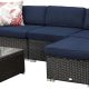 M0101 Rattan Sofa with Blue Cushion