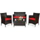 M104 Tangkula 4 piece Rattan Outdoor with red Cushion