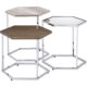 M074 Simno Hexagon Top Nesting Tables in Gray Washed and Chrome Metal