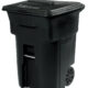 TA011 Otto Environmental Systems 32 Gal. Black Round Multi-Purpose Trash Can with Lid 1332BLK